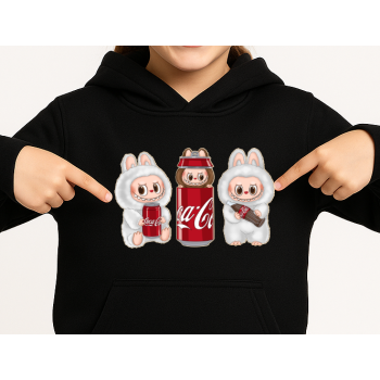 LABUBU COCA-COLA PREMIUM BLUZA Z KAPTUREM CIEPŁA  - ROZMIARY - KOLORY